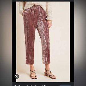 Anthropologie Tina Jo Mauve Crushed Velvet Pants Size Medium